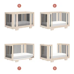 Babyletto Yuzu 8-in-1 Convertible Crib - Washed Natural / Black