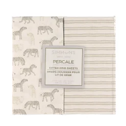 Kids Jasxtek Zebras-2pk Percal Crib Sheet
