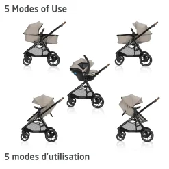 Kids Maxi-cosi Strollers|Strollers & Trailers>Zelia Luxe 5-in-1 Modular Travel System - New Hope Tan