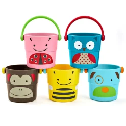 Skip Hop Bath Toys|Bath Accessories>Zoo Stack And Pour Buckets Set of 5